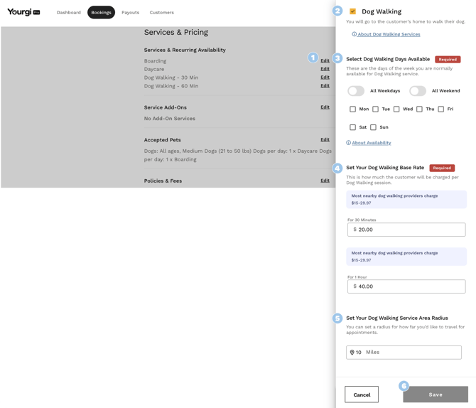 Turning on DogWalking